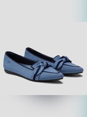 VIVAIA Pointed Toe Bow Loafers (Michelle 2.0) Denim Navy